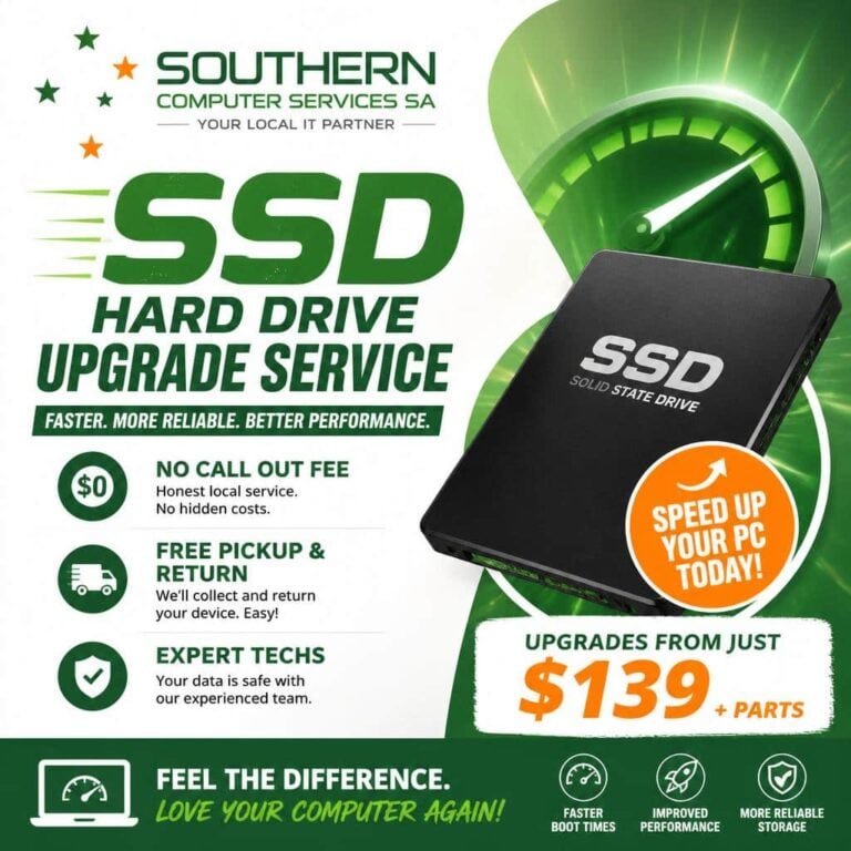 SSD hard-drive upgrades service advertisement