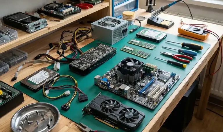 computer hardware on a table